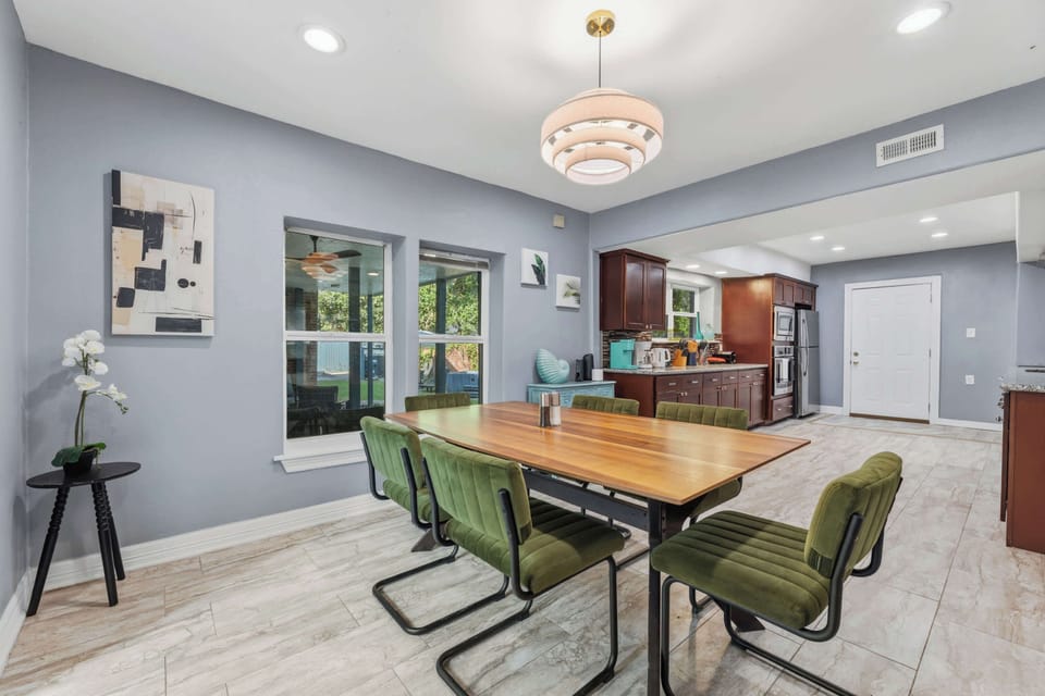 Large dining area ideal for family dinners, celebrations, and memorable gatherings.