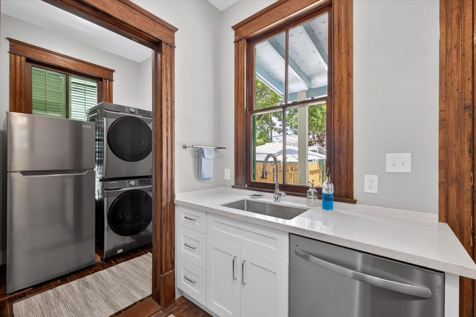 Full sized stacked washer and dryer for use during your stay.