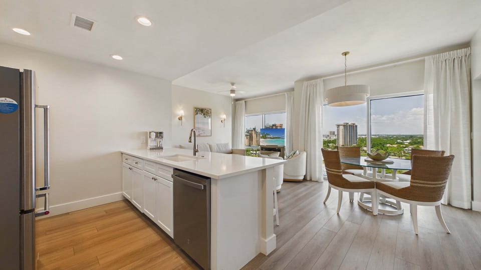 Open concept living and kitchen areas