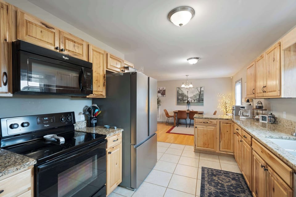 A fully-equipped kitchen, has everything you need for a comfortable, at-home cooking.