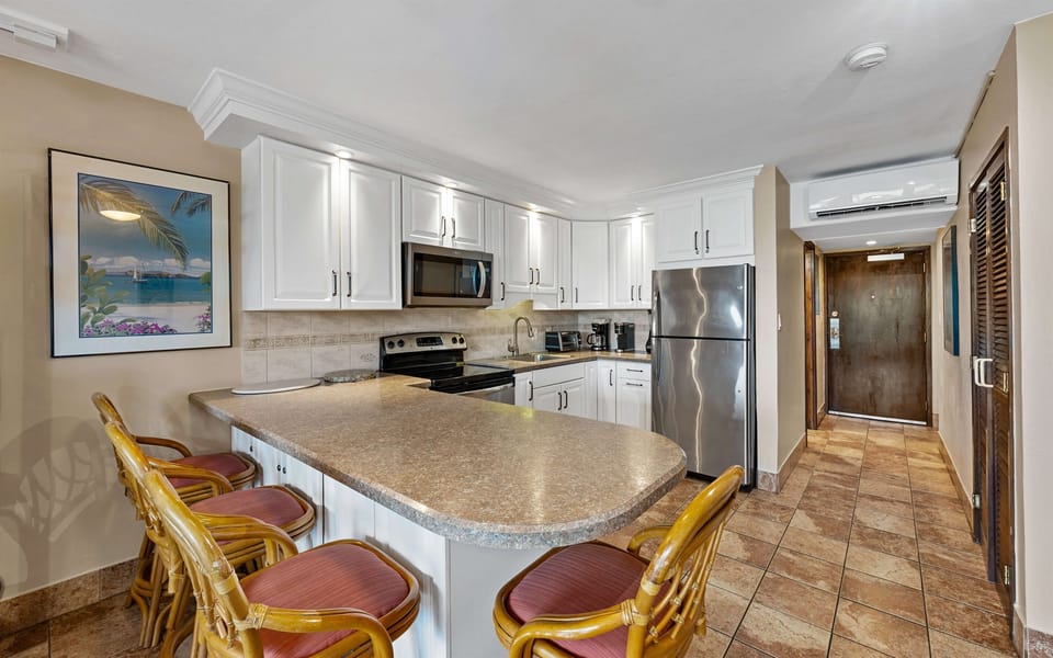 Kitchen with island seating for 4