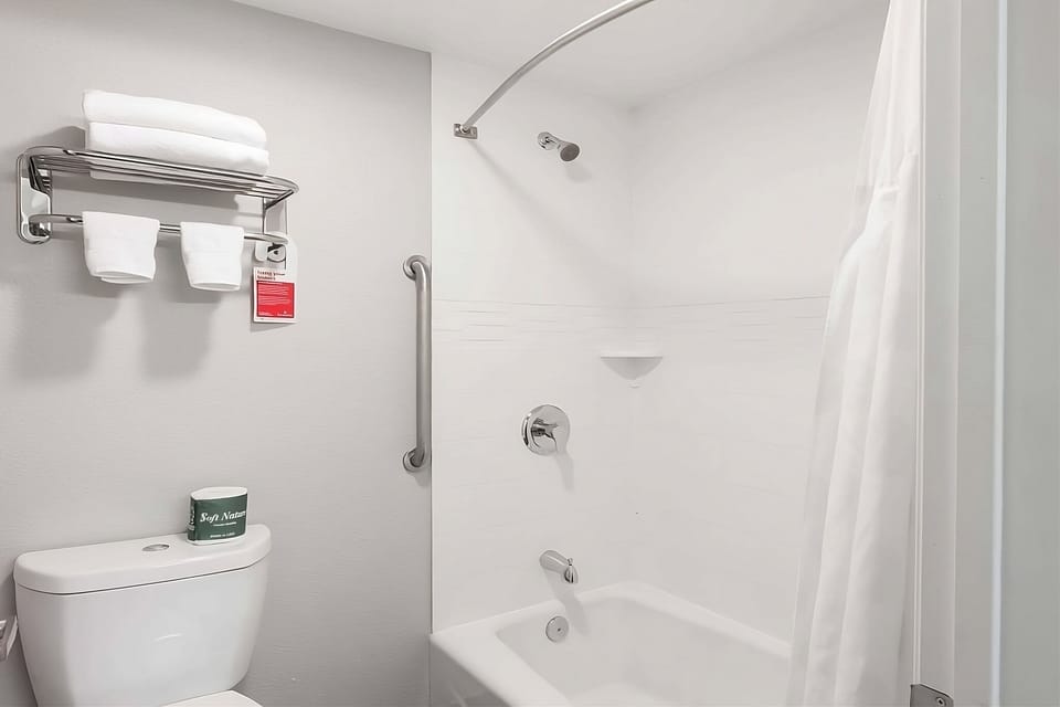 Enjoy a clean tub-and-shower combo for easy daily resets.