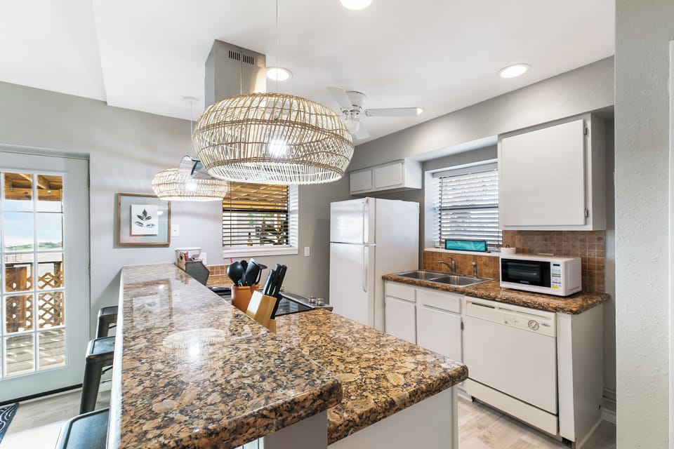 Elegant dining space with statement chandelier