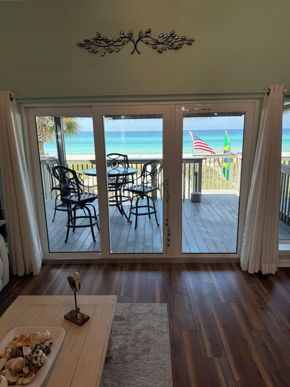 Deck leading to private entrance and shower