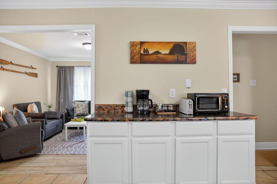 Full kitchen for preparing meals when not dining out at Ocean Springs hotspots 