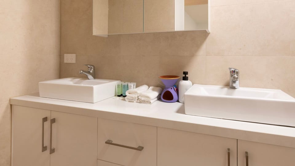 vanity, and essential amenities provided.
