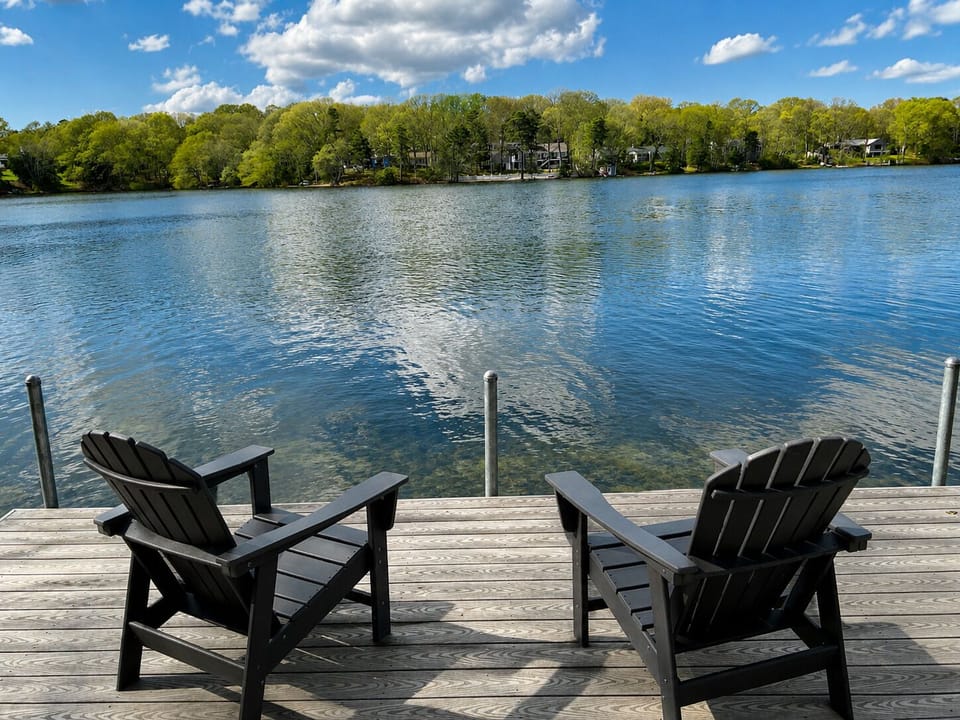 Looking out to Long Pond, on your private dock