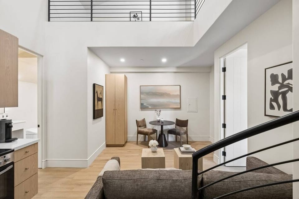Cozy living area with sofa and TV