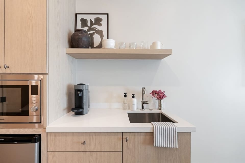 Kitchenette with Nespresso Coffee Machine and Mini Fridge - No Stove