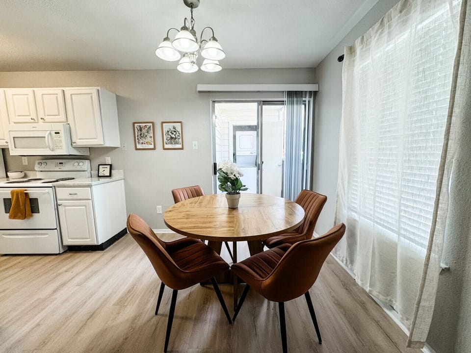 Charming dining area next to a fully equipped kitchen