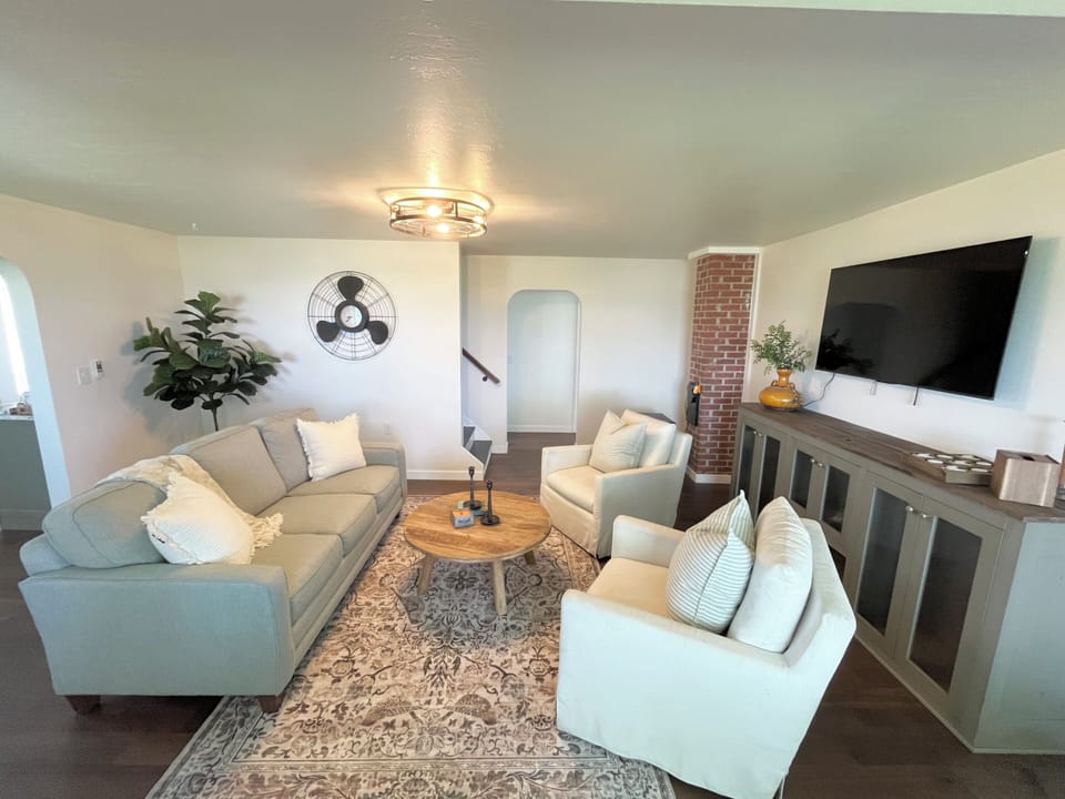 Located just off the entry is the cozy living room.