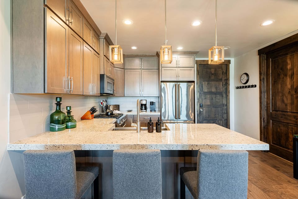 Fully stocked gourmet kitchen