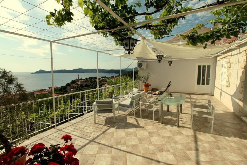 outdoor big terrace with view of island
