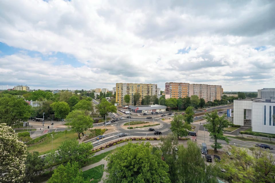 Panoramic city and residential neighborhood view