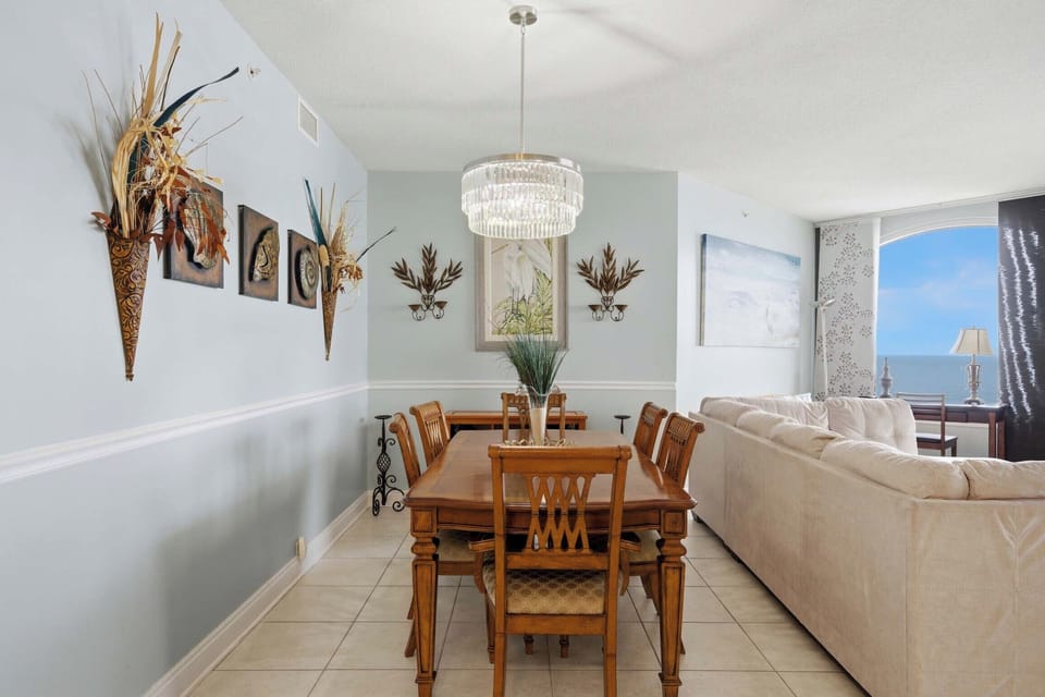 Dining table with seating for six