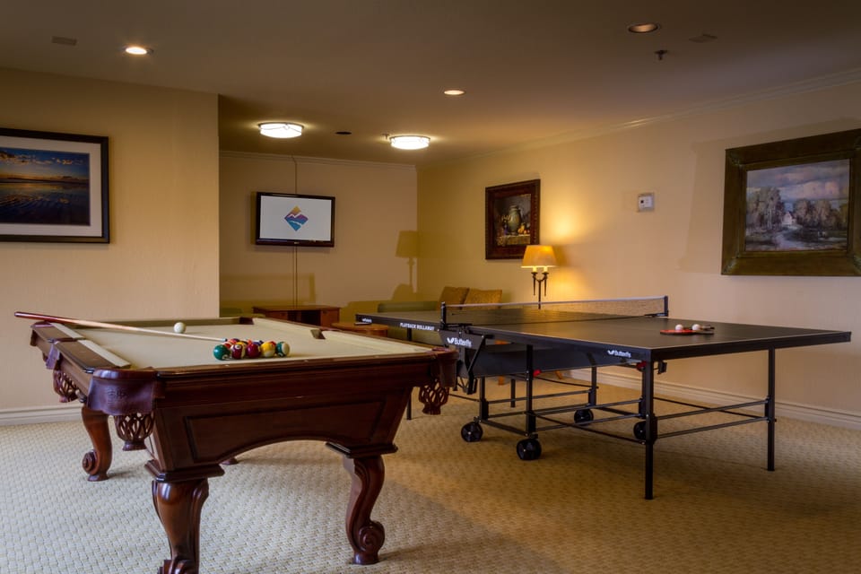 Challenge friends to pool and ping-pong after exploring.