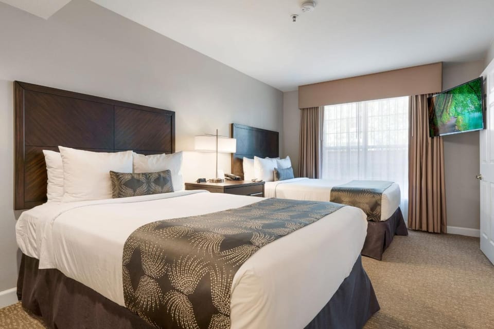 Unwind in crisp linens and bright, calming twin beds.