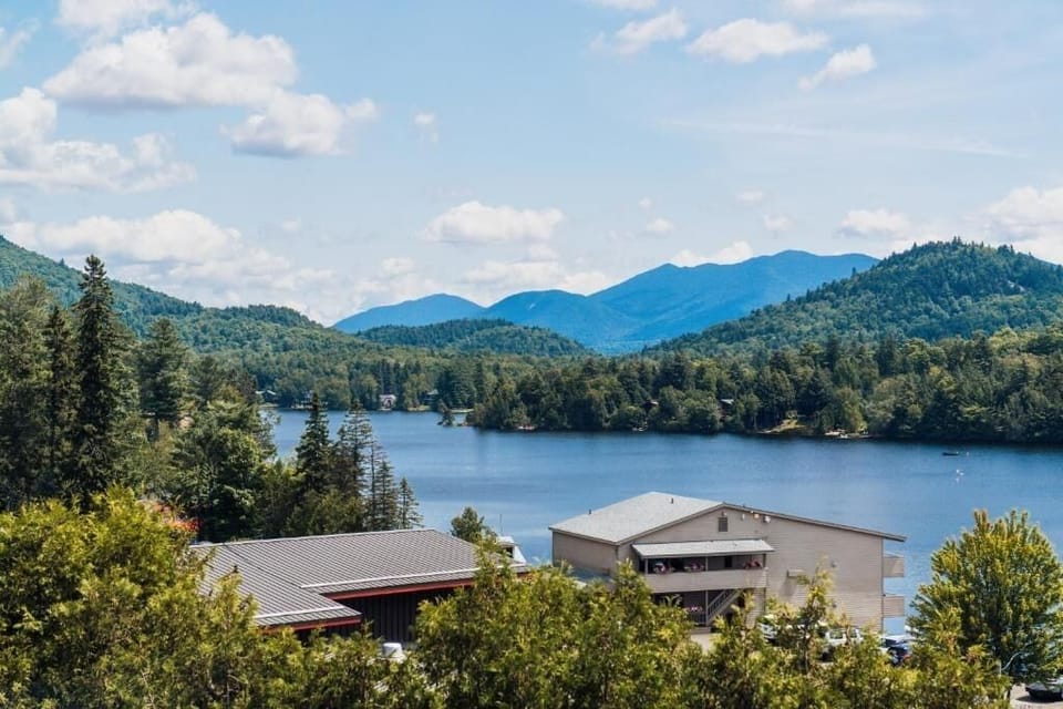 Soak in sweeping lake-and-mountain scenery just beyond your door.