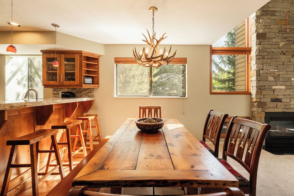 Inviting dining space perfect for shared meals and mountain memories