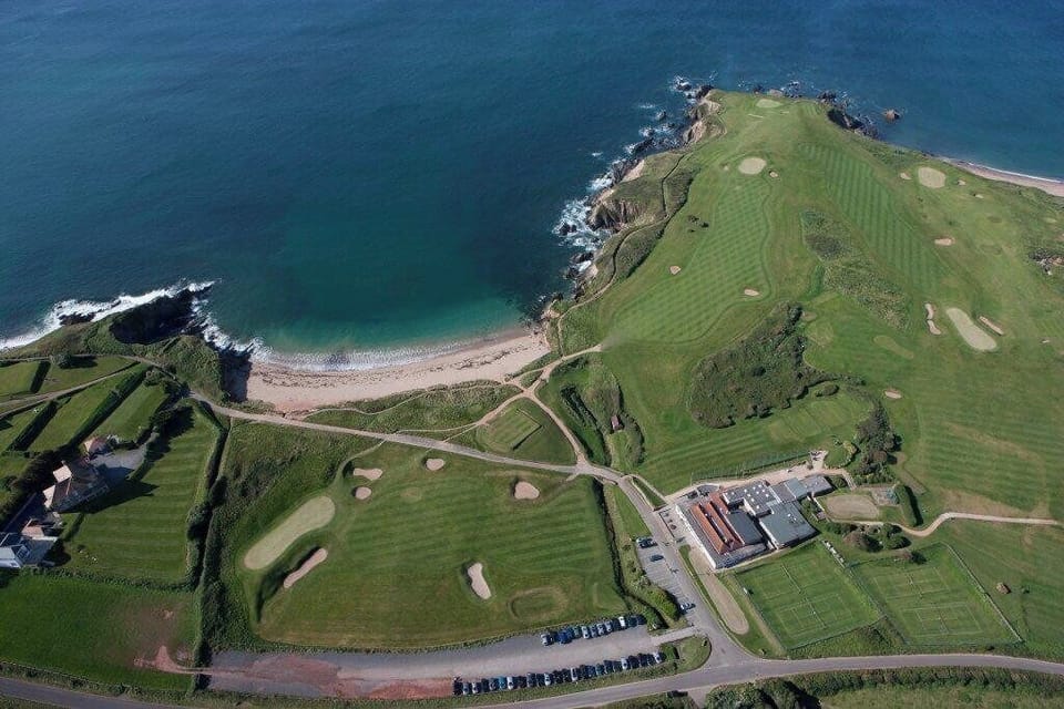 Thurlestone golf club from above and Leasfoot beach