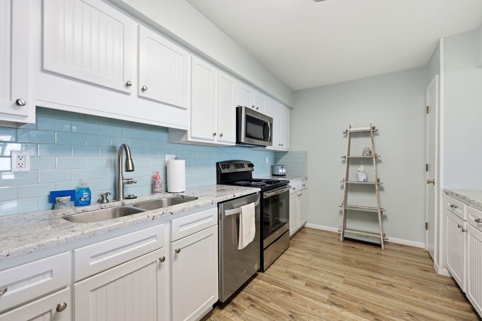 Open, updated kitchen  