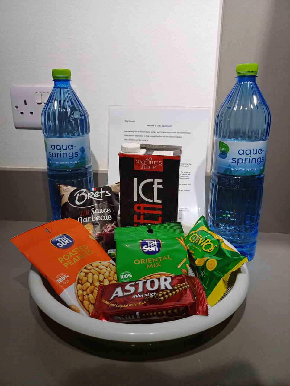 welcoming snacks and drinks.
