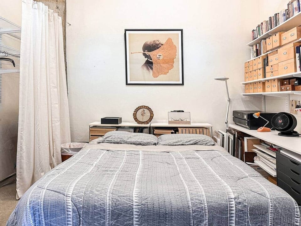A queen-sized airbed (with plush topper) to accommodate an overnight guest.