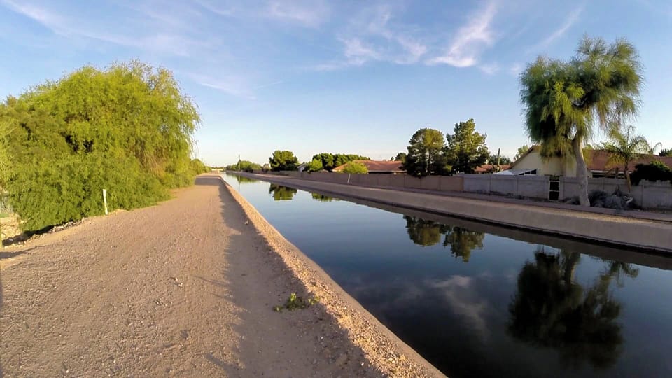 The canal path is just steps away from the house.