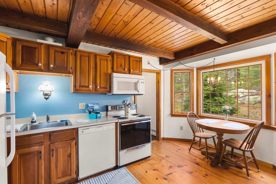 The fully equipped kitchen with modern appliances.