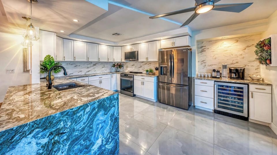 Indoors, Kitchen, Appliance, Ceiling Fan, Refrigerator