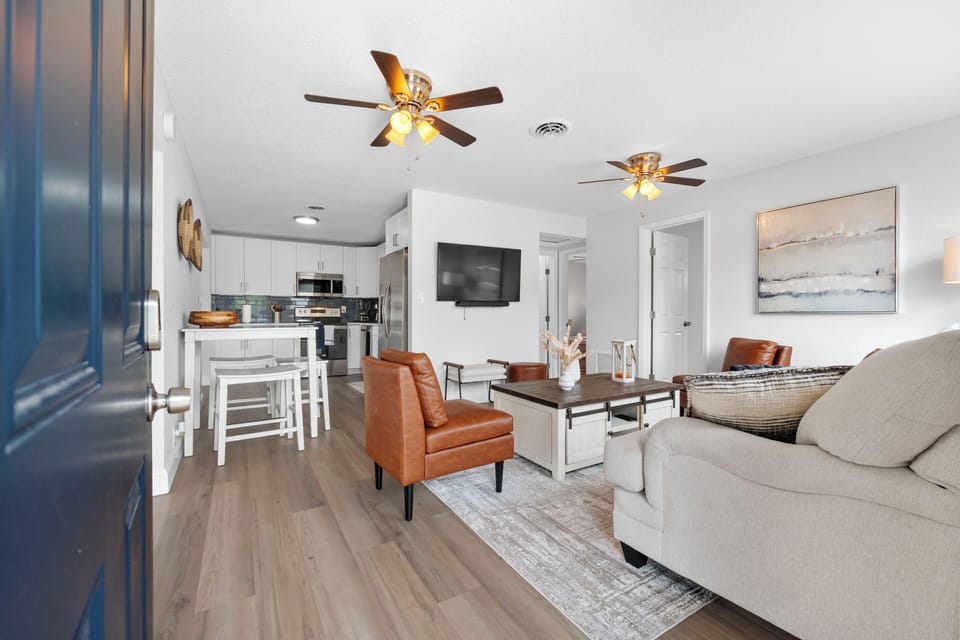 Relax in this bright and airy space, perfect for family gatherings.
