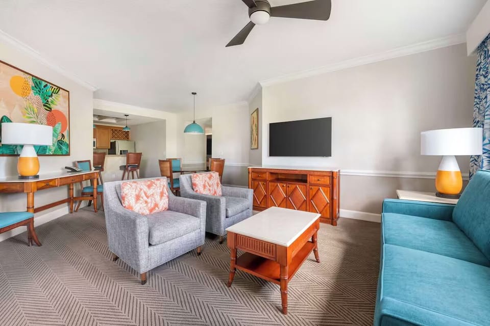 Unwind together in a bright lounge with plenty of seating.