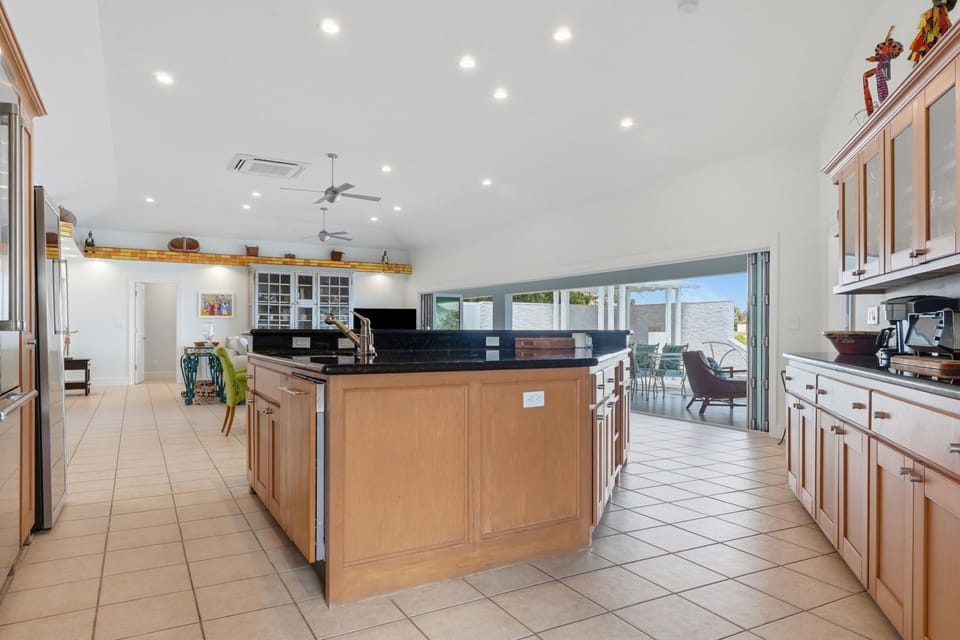 Spacious kitchen with stainless steel appliances