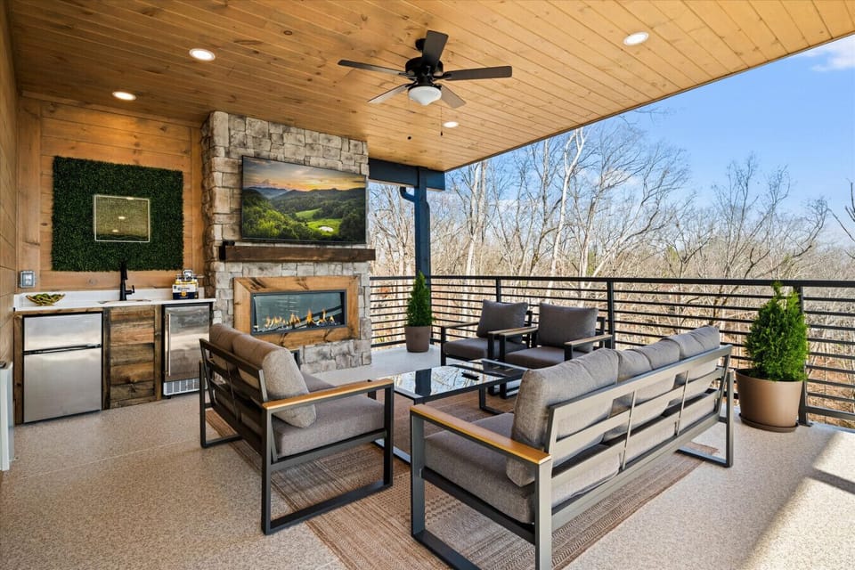 Picture your whole group spread across three decks the moment you pull up to this place.
