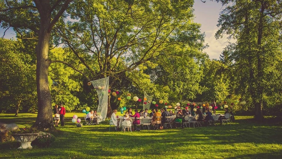 Outdoor banquet area