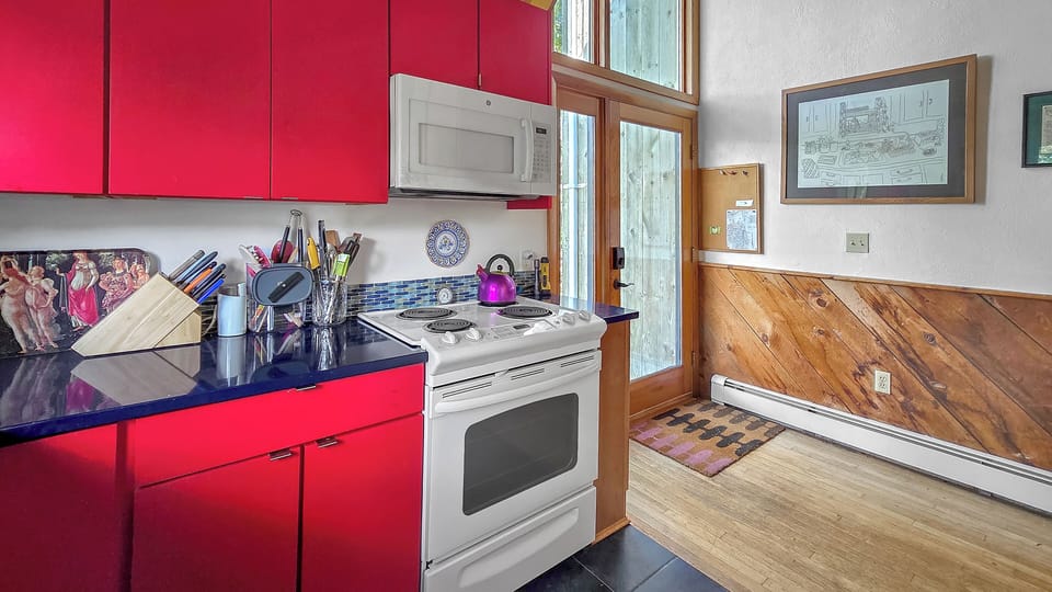 Kitchen has a door to the back deck