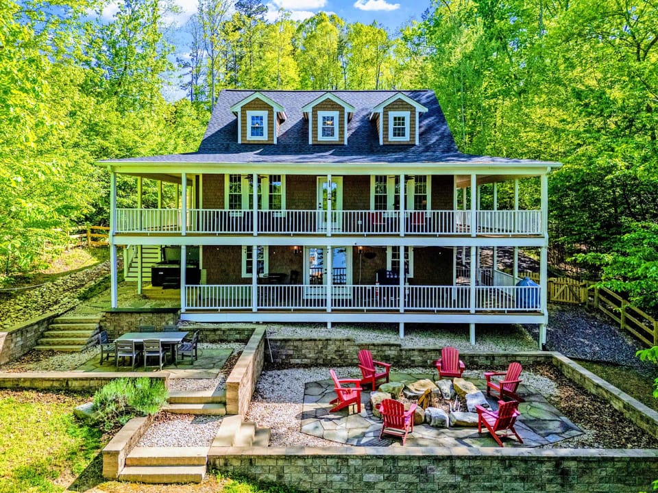 Patio - The lake-facing side of the house, where every level has an outdoor zone.