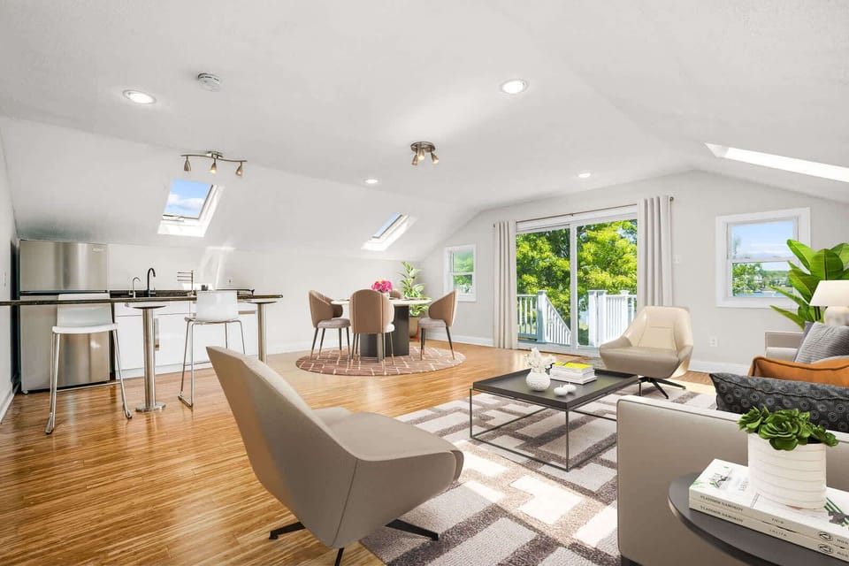 Open-concept living and dining area
