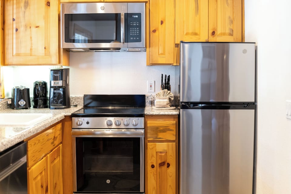 Cook hearty meals with full-size appliances and ample counterspace.