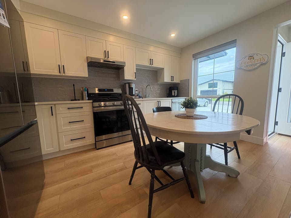 Dining table perfect for 4 but it extends to seat 8.