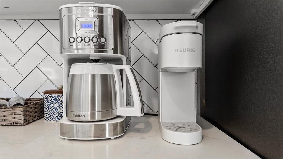 Start your morning your way with both drip coffee and a Keurig ready to brew. Whether you prefer a full pot or a quick cup, this setup makes it easy to ease into the day and savor every moment.