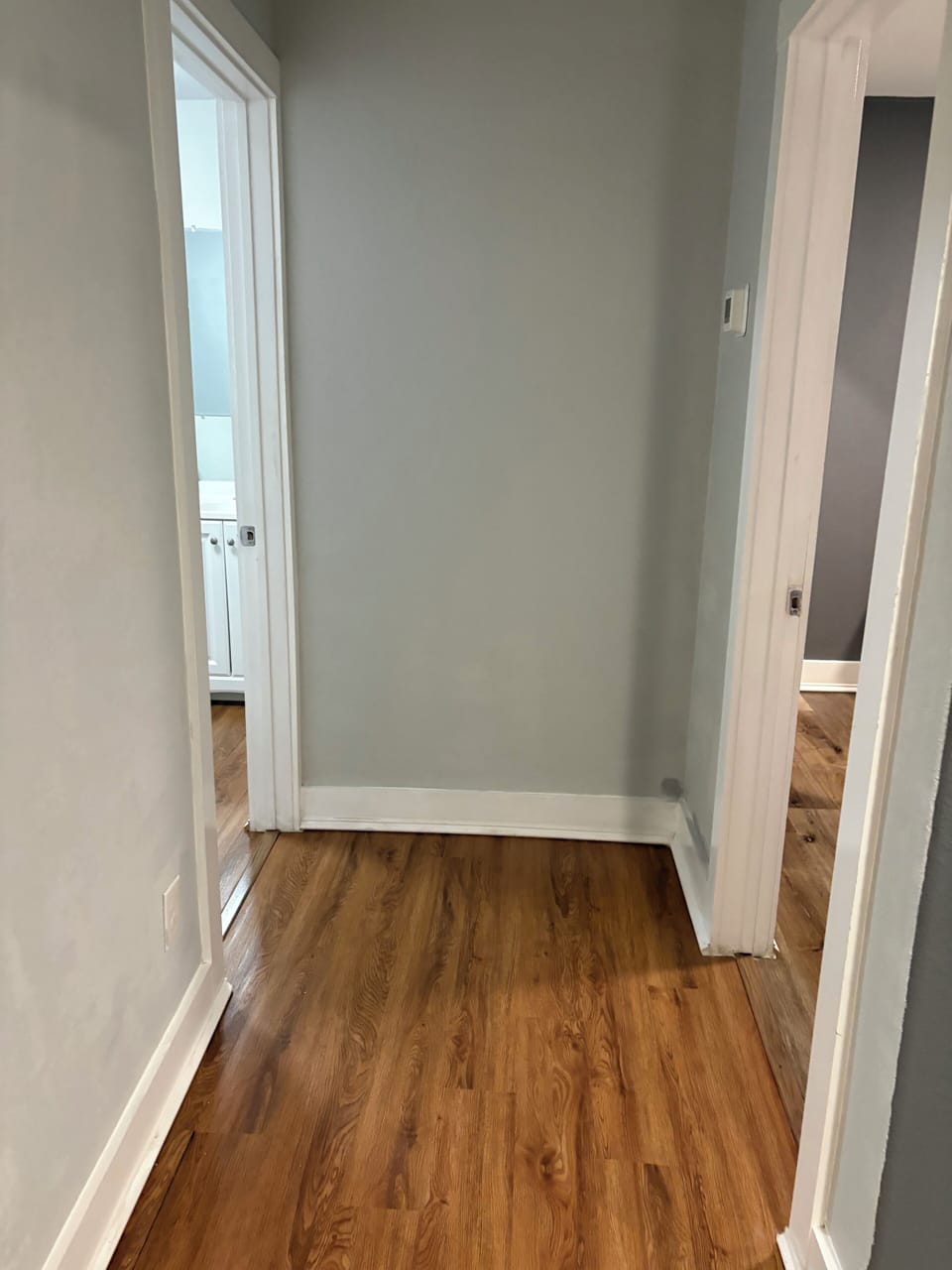Hallway leading to the bedroom & bathroom 