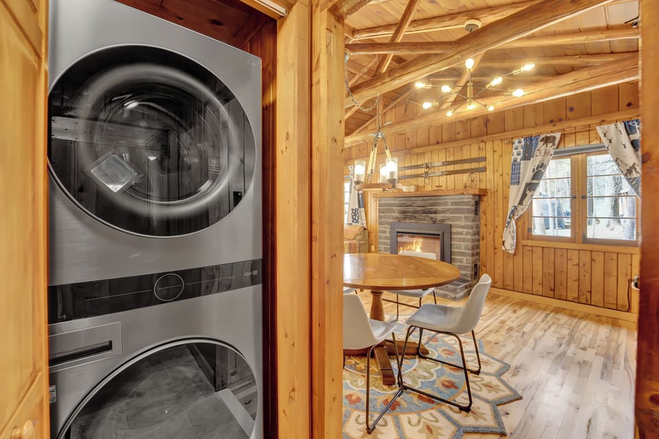 In-home washer and dryer provide added convenience for longer stays.