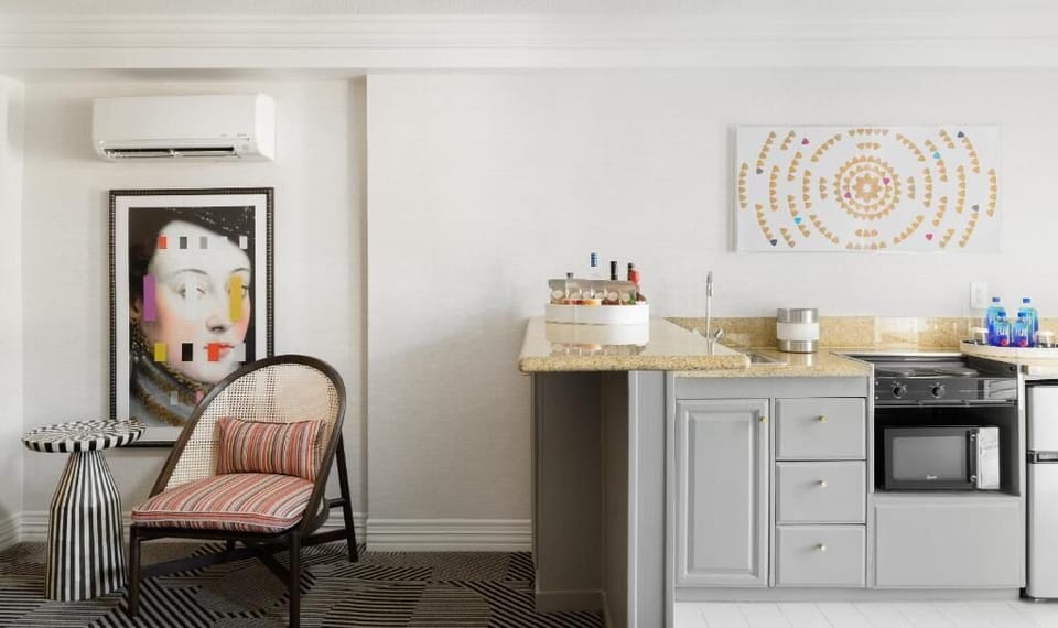 Fix a quick snack in the stylish, compact kitchenette.