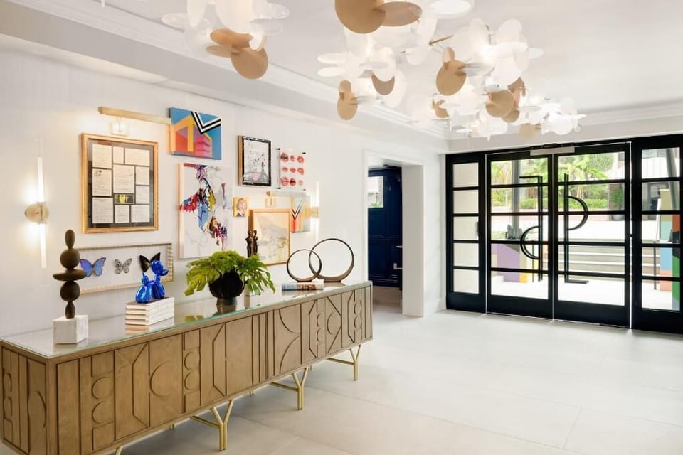 Admire curated art moments that set a gallery-like welcome.