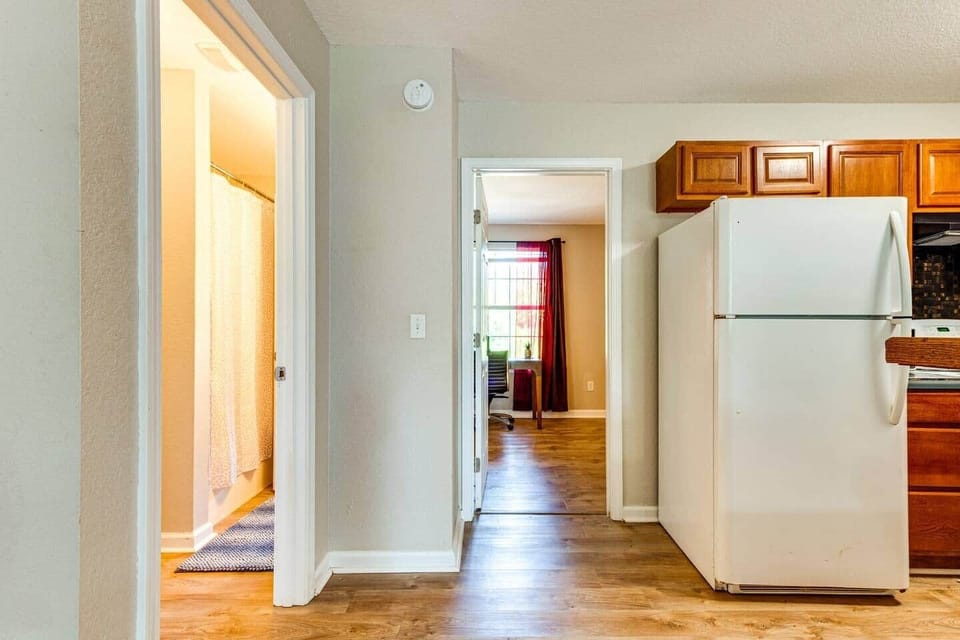 Shows access to bedroom