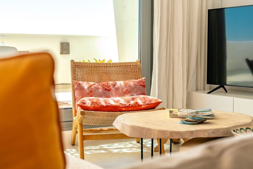 Inside seating area with tv