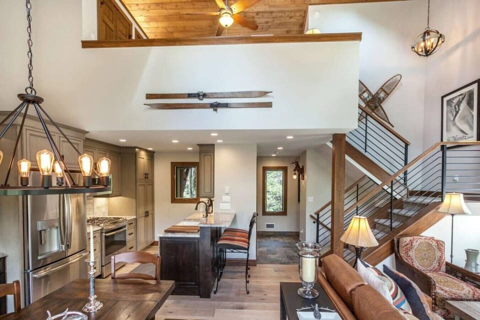 Open concept main floor with vaulted ceilings and tons of natural light