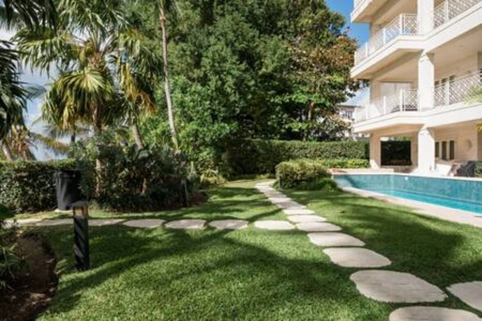 Guests have access to the communal pool, which has stunning sea views.