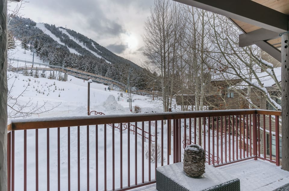 Winter views of Snow King Mountain from the back deck